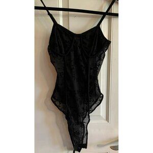 Shein Women's Black Sheer Corset-style Bodysuit Size Small